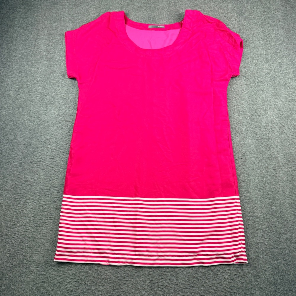 Smart Set Dress Women's Medium Pink White Striped Short‎ Sleeve Shift Mini Lined